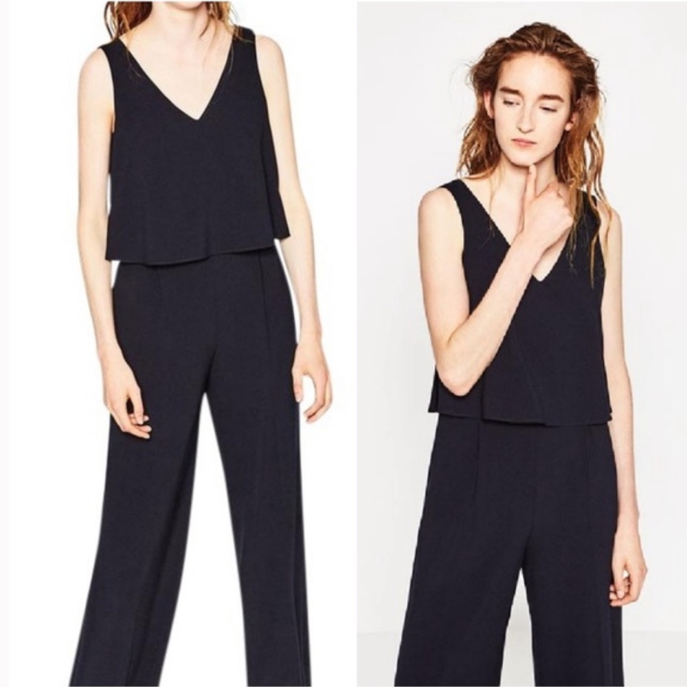 Zara Layered Crepe Jumpsuit